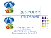 Презентация к классному часу о здоровом питании