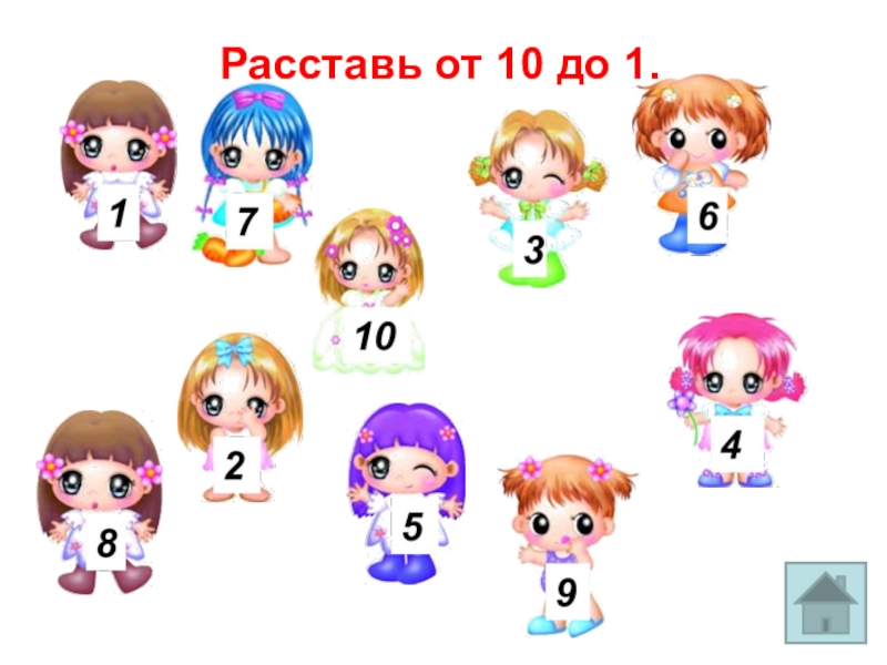 Интерактивная презентация Устный счёт Расставь от 10 до 1. Расставь от 10 до 1.