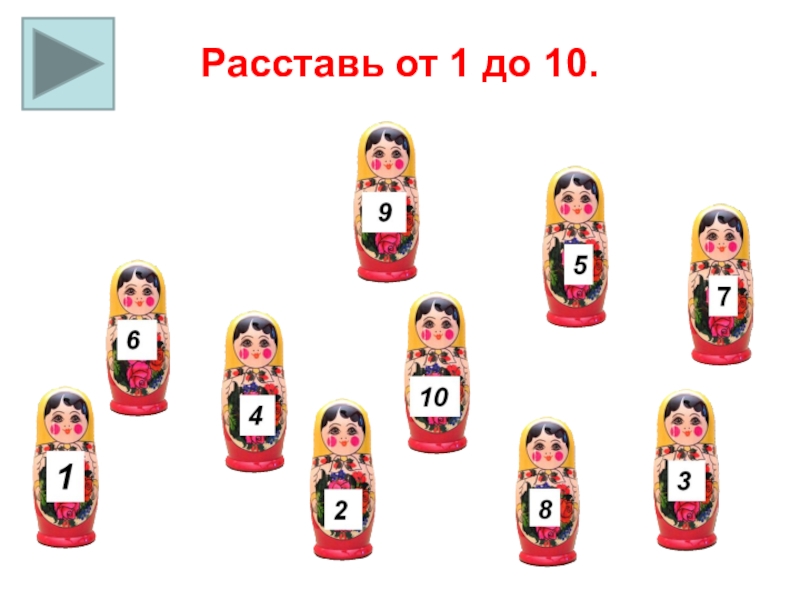 Интерактивная презентация Устный счёт Расставь от 1 до 10. Расставь от 1 до 10.
