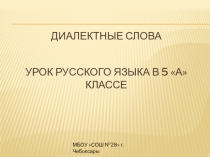 Презентация к уроку русского языка в 5 классе по теме Диалектные слова
