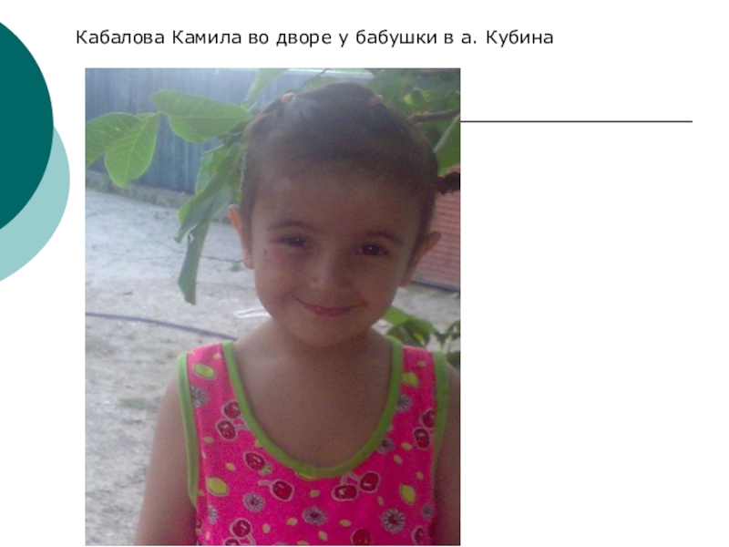 Презентация по окружающему миру Моя малая родина Кабалова Камила во дворе у бабушки в а. Кубина Кабалова Камила во дворе у бабушки в а. Кубина
