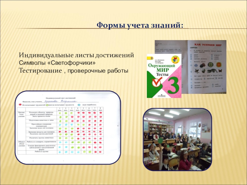 Методическая разработка раздела программы по окружающему миру Формы учета знаний:Индивидуальные листы достиженийСимволы «Светофорчики»Тестирование , проверочные работы Формы учета знаний:Индивидуальные листы достиженийСимволы «Светофорчики»Тестирование , проверочные работы