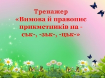 Презентация Тренажер Написання прикметникових суфіксів