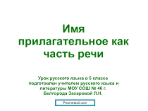 Имя прилагательное как часть речи 5 класс
