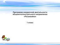 Презентация Программа внеурочной деятельности Развивайка 1 класс