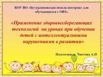 Применение здоровьесберегающих технологий на уроках при обучении детей с интеллектуальными нарушениями в развитии