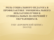 Презентация Работа социального педагога по профилактике суицида