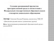 Предметно- пространственная развивающая среда. Автор Светкина Н.И.