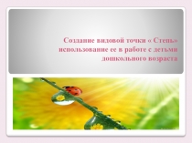 Презентация Создание видовой точки  Степь использование ее в работе с детьми дошкольного возраста