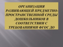 Организация развивающей предметно-пространственной среды дошкольников в соответствии с требованиями ФГОС ДО