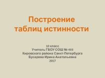Презентация по информатике Построение таблиц истинности