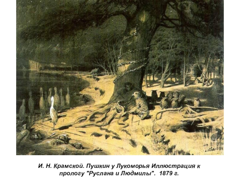 Презентация по истории России Русские художники 19 века. И.Н. Крамской (9 класс) И. Н. Крамской. Пушкин у Лукоморья Иллюстрация к прологу И. Н. Крамской. Пушкин у Лукоморья Иллюстрация к прологу