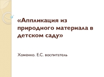 Презентация по аппликации из природного материала