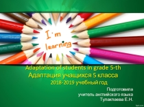 Презентация учителя предметника английского языка  Адаптация учщихся 5-х классов