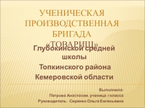 Презентация исследовательской работы на тему: Производственная бригада Товарищ