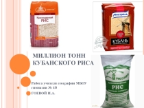 Презентация к классному часу Один миллион тонн кубанского риса