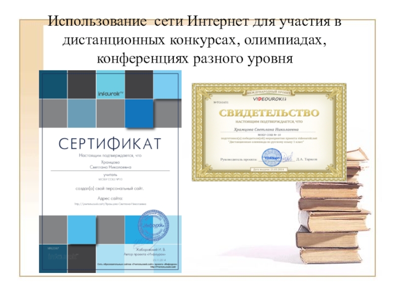 Использование ЭОР в начальной школе(городское МО учителей начальных классов) Использование сети Интернет для участия в дистанционных конкурсах, олимпиадах, конференциях разного уровня Использование сети Интернет для участия в дистанционных конкурсах, олимпиадах, конференциях разного уровня