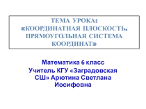 Презентация к уроку математики 6 класс Координатная плоскость. Прямоугольная система координат
