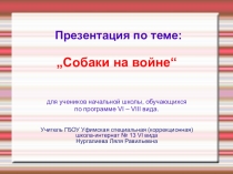 Презентация по теме: Собаки на войне для начальной школы, VI-VIII вида.