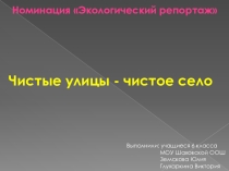 Презентация Чистые улицы - чистое село (экологический репортаж)