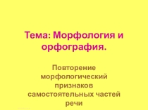 Презентация по русскому языку на тему Морфология. Орфография
