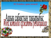 Презентация информатика MS WORD мәтіндік редакторы 8 сынып