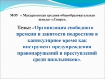 Организация свободного времени и занятости подростков в каникулярное время как инструмент предупреждения правонарушений и преступлений среди школьников