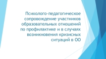 Психолого-педагогическое сопровождение участников образовательных отношений по профилактике и в случаях возникновения кризисных ситуаций в ОО