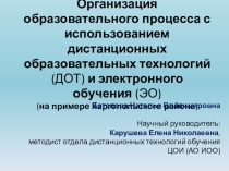 Презентация Организация образовательного процесса с использованием дистанционных образовательных технологий (ДОТ) и электронного обучения (ЭО)