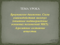 Презентация по физике на тему Броуновское движение