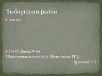 Презентация по внеурочной деятельности Выборгский район 300 лет