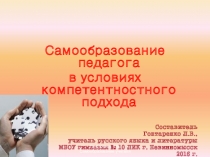 Самообразование педагога в условиях компетентностного подхода