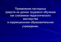 Презентация  Применение наглядных средств на уроках трудового обучения в коррекционной школе