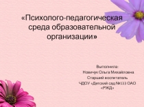 Психолого-педагогическая среда ОО