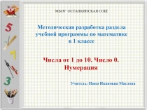 Методическая разработка раздела программы по математике. 1 класс. Числа от 1 до 10