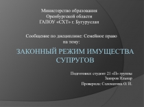 Законный режим имущества супругов