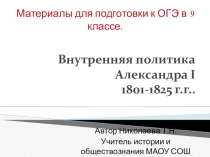 В помощь молодому учителю. Презентация Александр I. Внутренняя политика