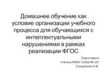 Домашнее обучение как условие организации учебного процесса для обучающихся с интеллектуальными нарушениями в рамках реализации ФГОС