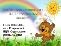 Презентация по внурочной деятельности Особенности организации лагеря с дневным пребыванияемс трехразовым питанием