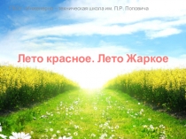 Презентация Лето красное. Лето Жаркое