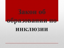 Закон и инклюзия. Понятия в инклюзивном образовании