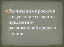 Презентация .Реализация проектов как условие создания предметно-развивающей среды в группе.