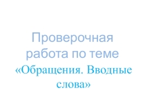 Проверочная работа по теме Обращения. Вводные слова