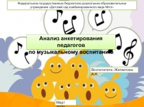 Презентация для педагогов Анализ анкетирования педагогов по музыкальному воспитанию