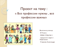 Проект на тему :  Все профессии нужны , все профессии важны