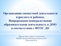 Презентация Организация совместной деятельности взрослого и ребенка. Непрерывная непосредственно образовательная деятельность в ДОО в соответствии с ФГОС ДО