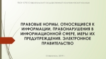 Презентация по информатике Правовые нормы, относящиеся к информации, правонарушения в информационной сфере, меры их предупреждения, электронное правительство