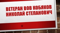Проектная деятельность Ветеран Великой Отечественной войны Кобяков Николай Степанович.