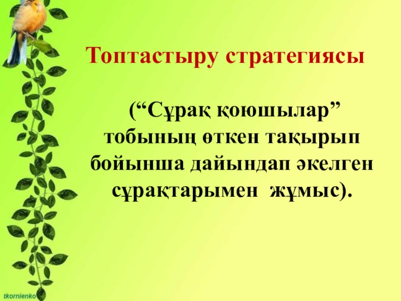 Биология пәнінен Митоз тақырыбына презентация (10 сынып) Өзін-өзі ұдайы өндіру – тіріге тән жалпылама қасиет. Митоз.Топтастыру стратегиясы (“Сұрақ Өзін-өзі ұдайы өндіру – тіріге тән жалпылама қасиет. Митоз.Топтастыру стратегиясы (“Сұрақ қоюшылар” тобының өткен тақырып бойынша дайындап