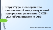 Структура и содержание специальной индивидуальной программы развития (СИПР) для обучающихся с ОВЗ